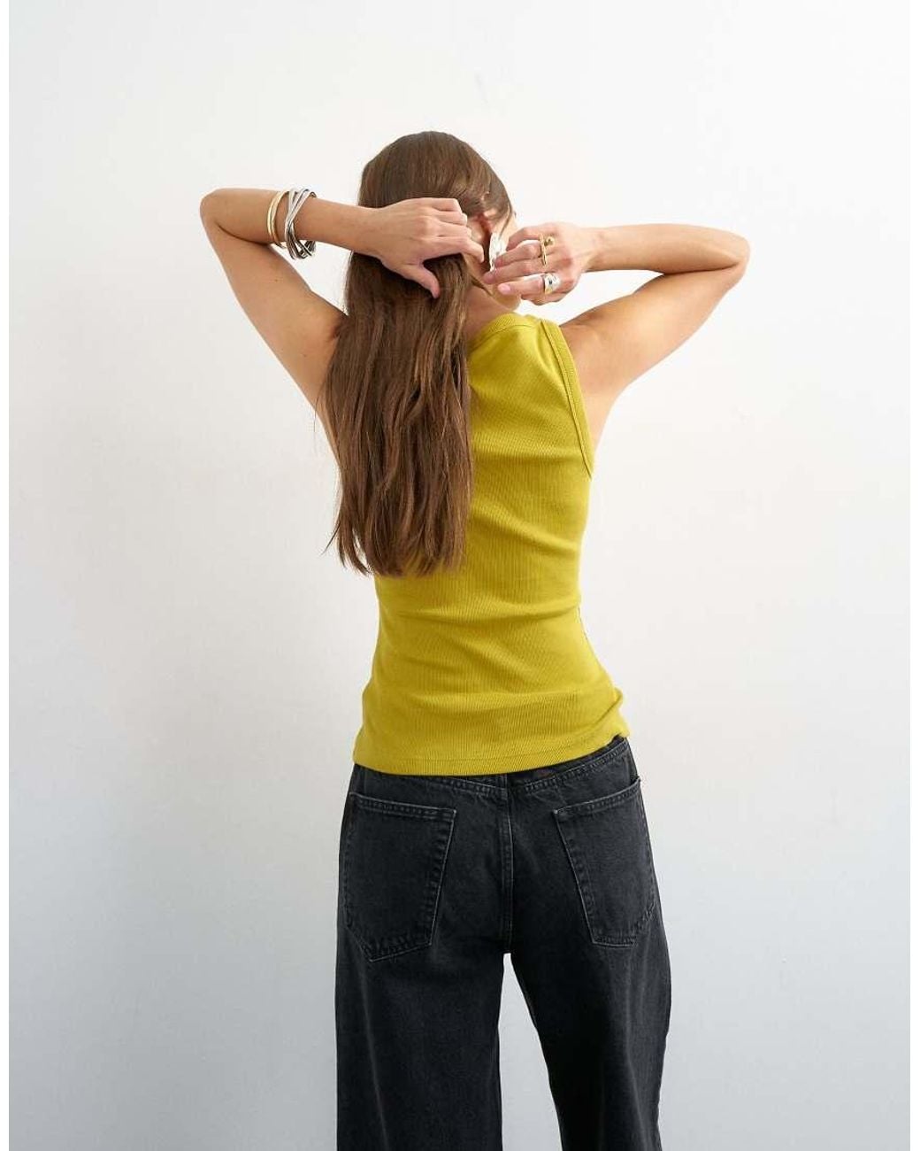 TOPSHOP Green Slash Neck Racer Vest