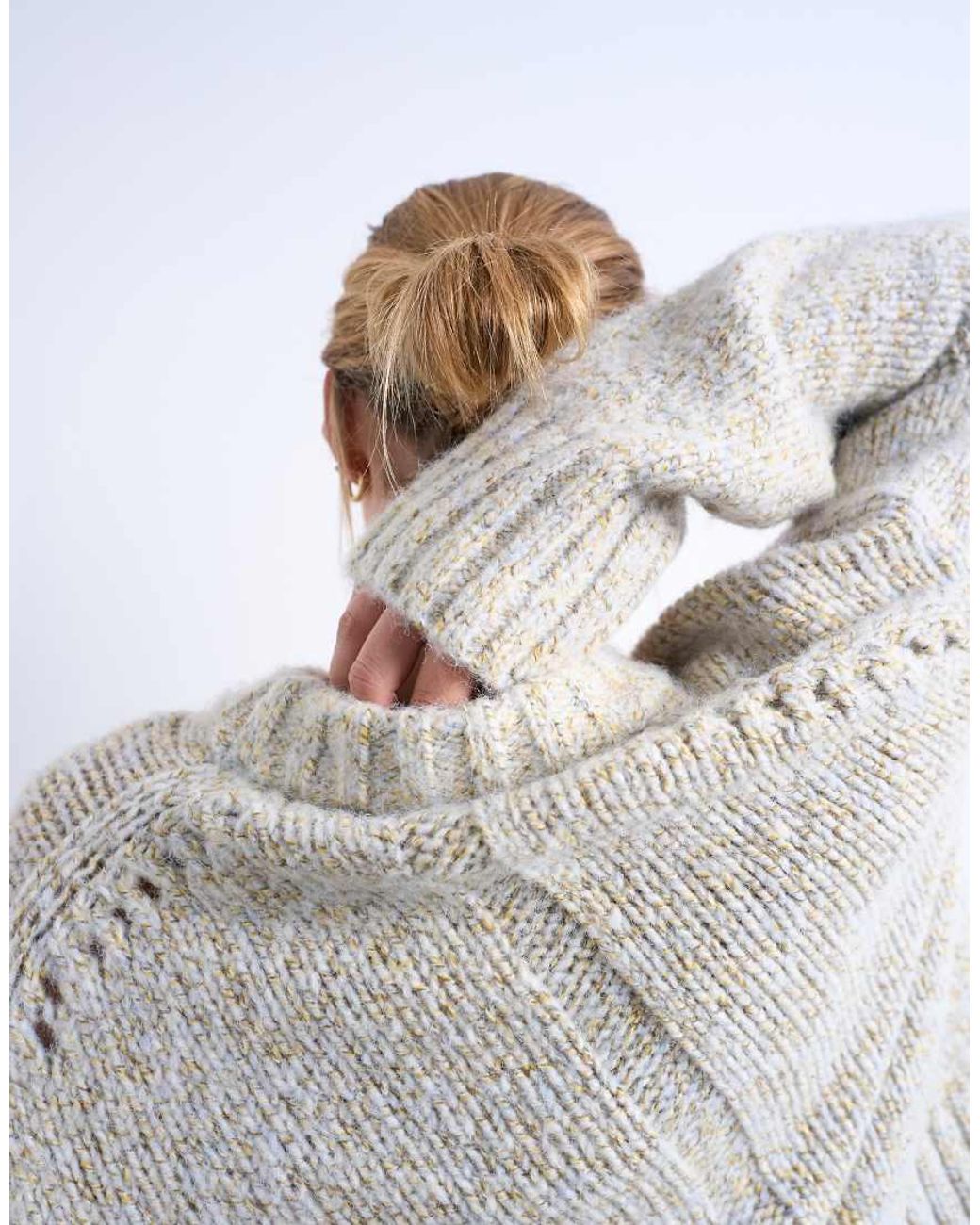 TOPSHOP Gray Knitted Twisted Fluffy Boxy Jumper