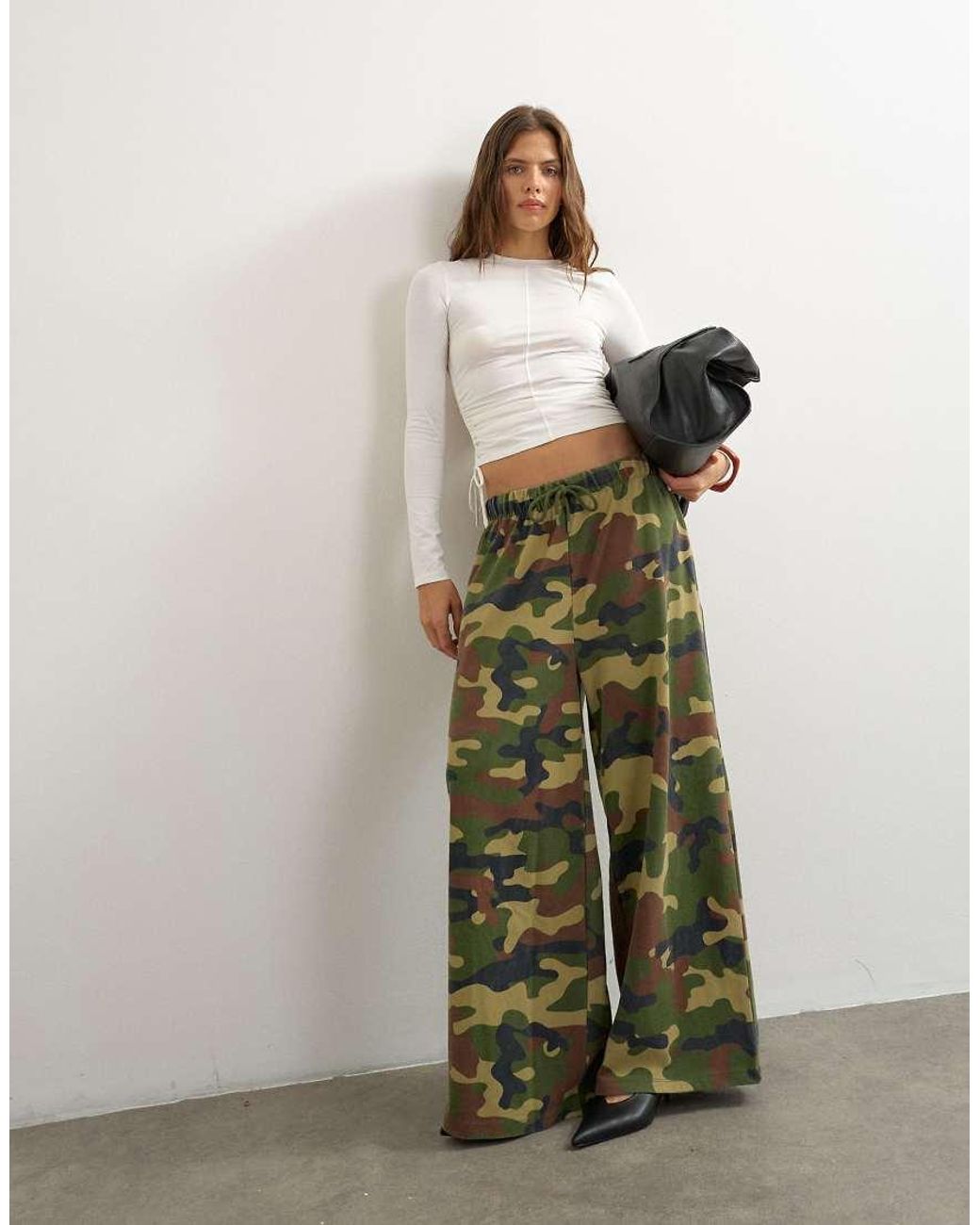 TOPSHOP Green Camo Mid Rise joggers