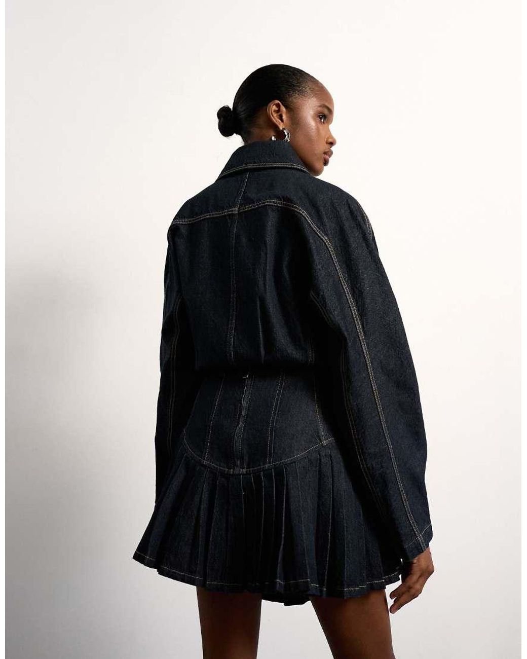 TOPSHOP Natural Tolu Coker X Denim Super Mini Pleated Skirt Circular Design