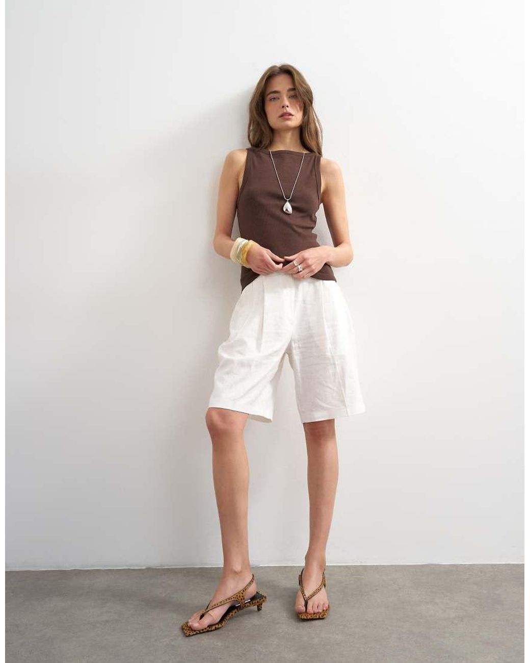 TOPSHOP Brown Slash Neck Racer Vest