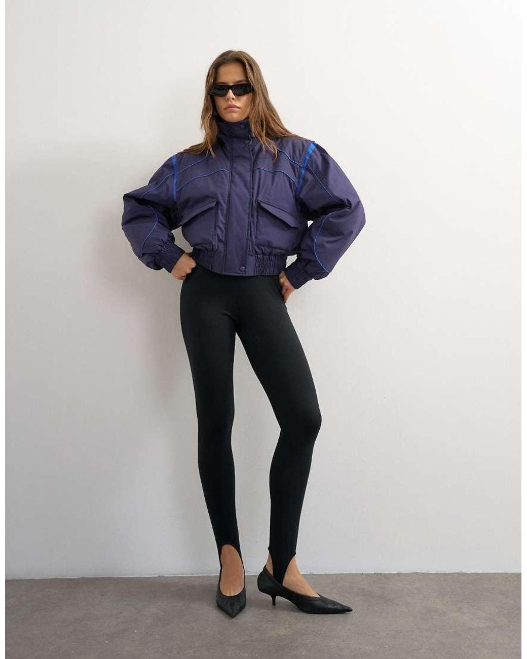 TOPSHOP Blue Padded Funnel Neck Jacket With Contrast Binding