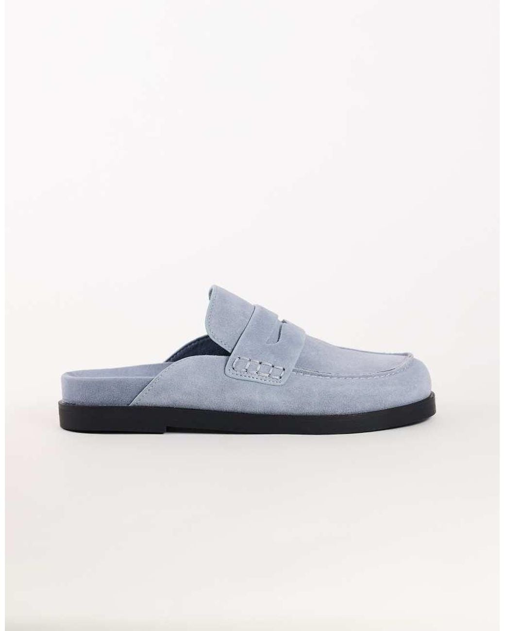 TOPSHOP Blue Addie Real Suede Mule Loafer