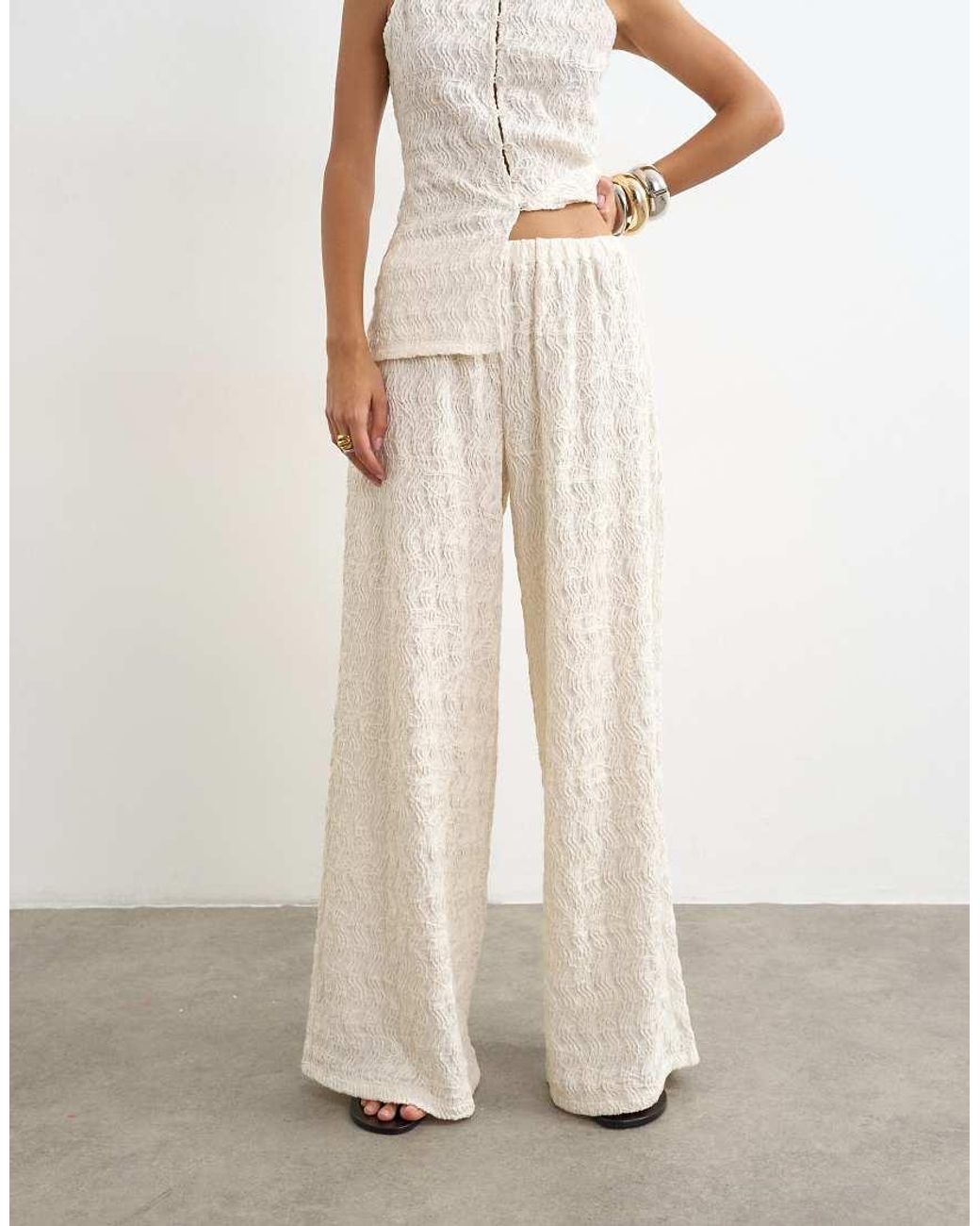 TOPSHOP White Embroidered Lace Wide Leg Trouser Co-Ord