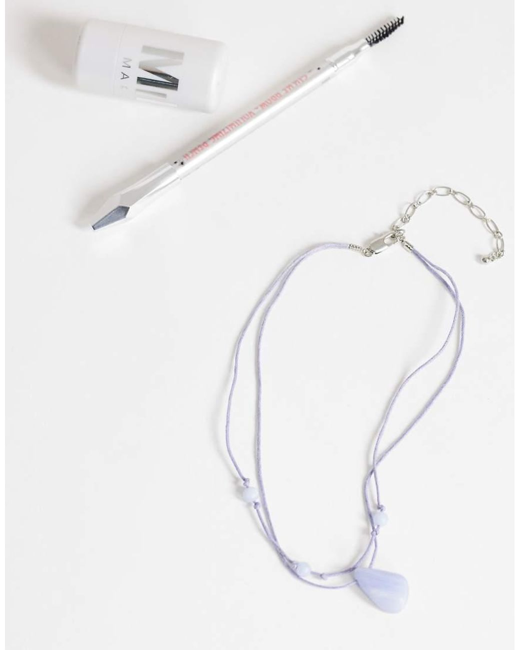 TOPSHOP White Ottie Cord Necklace With Semi Precious Stones