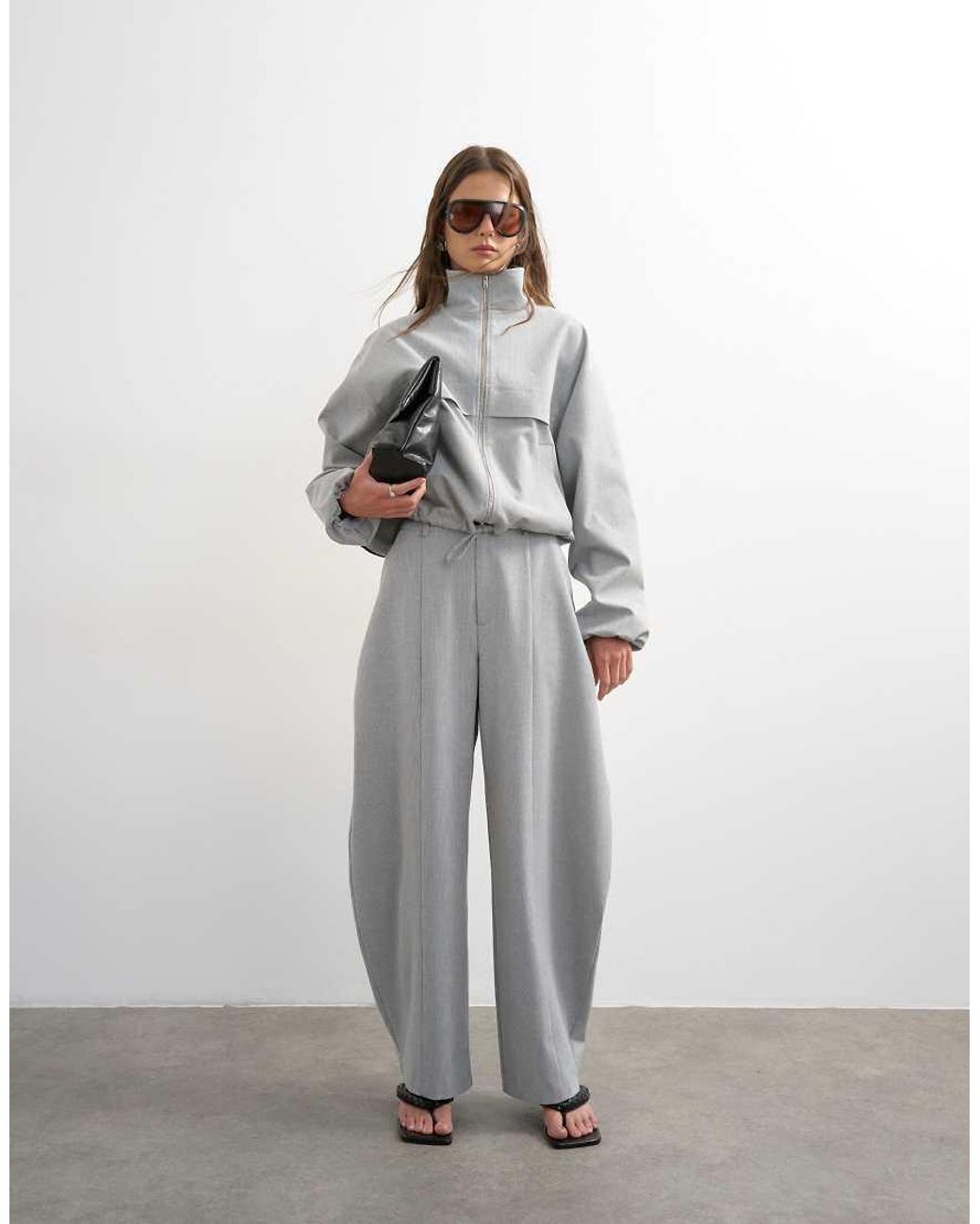 TOPSHOP Gray Co Ord Barrel Trouser