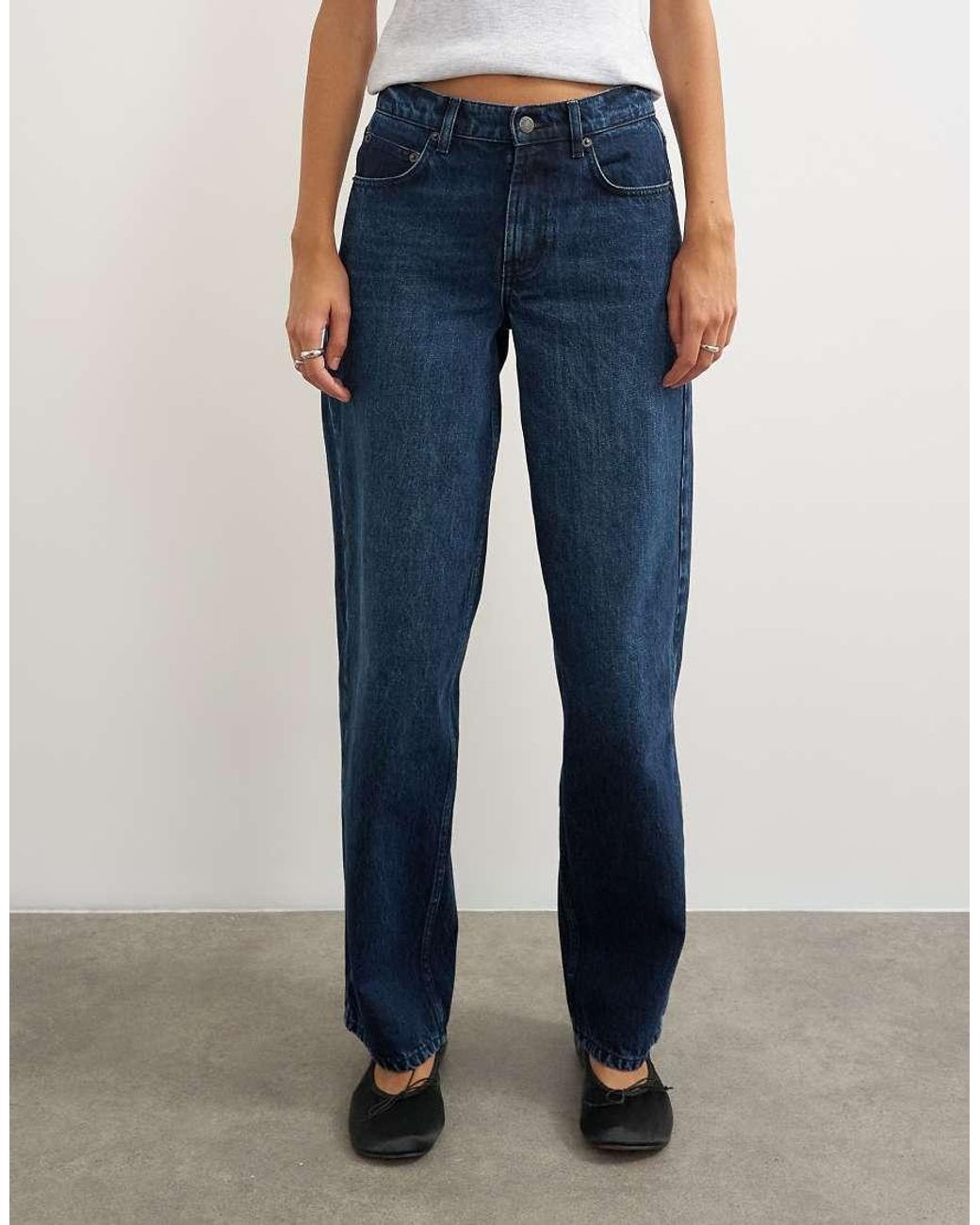 TOPSHOP Blue Cinch Low Rise Relaxed Jeans
