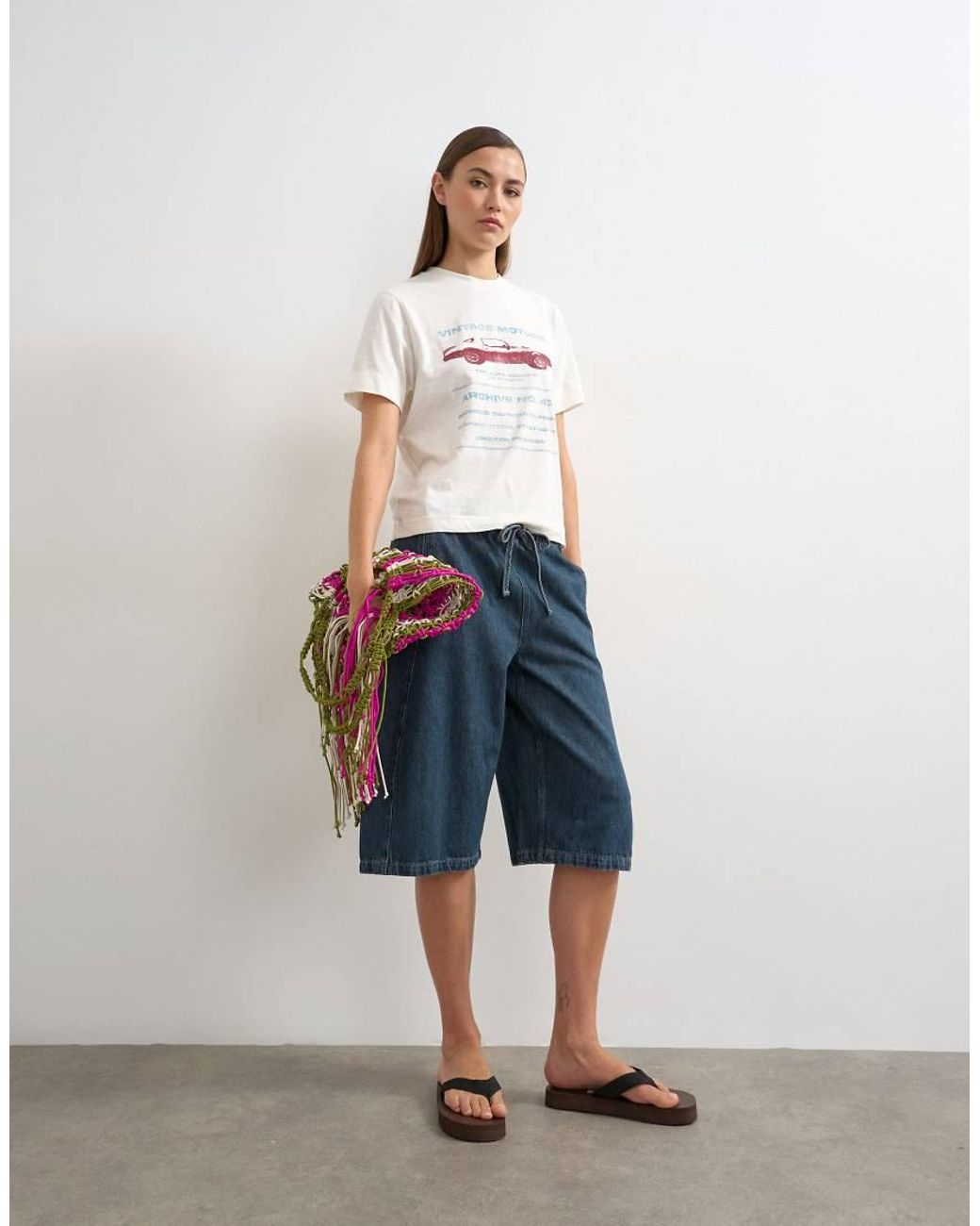 TOPSHOP Blue 'Vintage Motor' Graphic Tee
