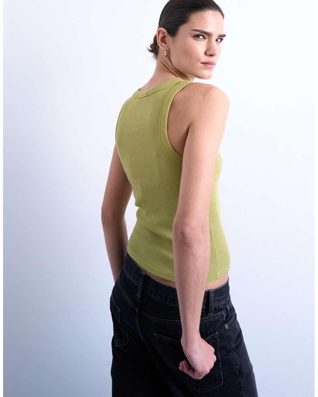TOPSHOP Green Rib Racer Vest