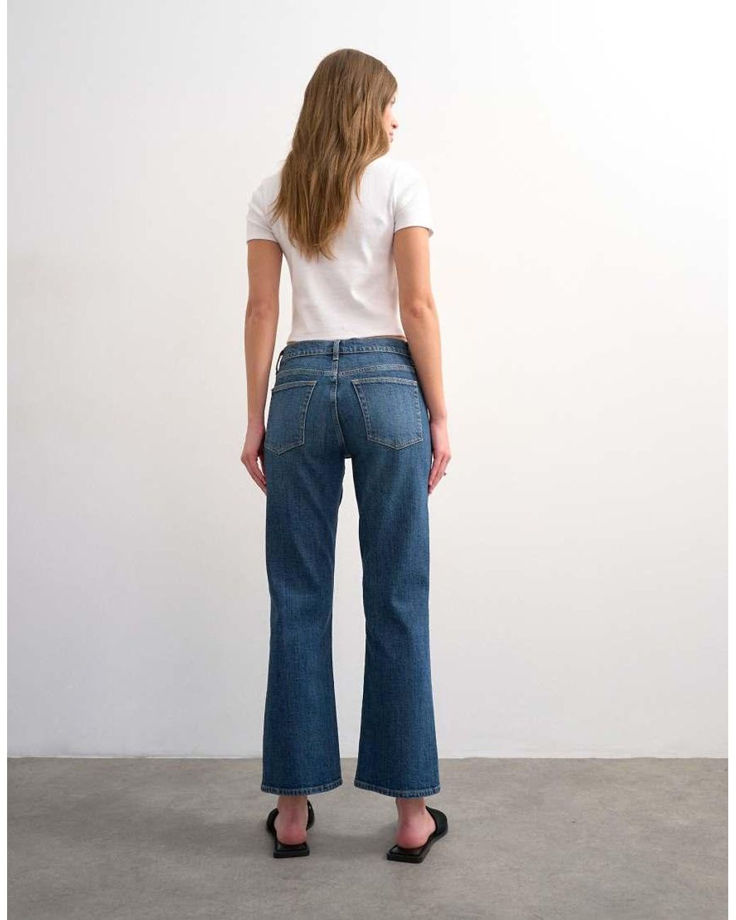 TOPSHOP Blue Cropped Kick Flare Jeans