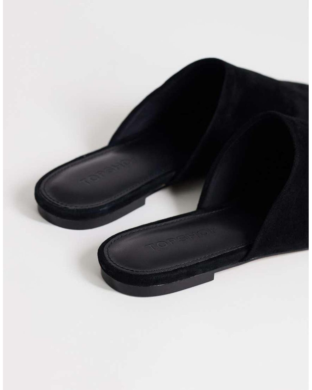 TOPSHOP Blue Lillie Real Suede Round Toe Flat Shoe
