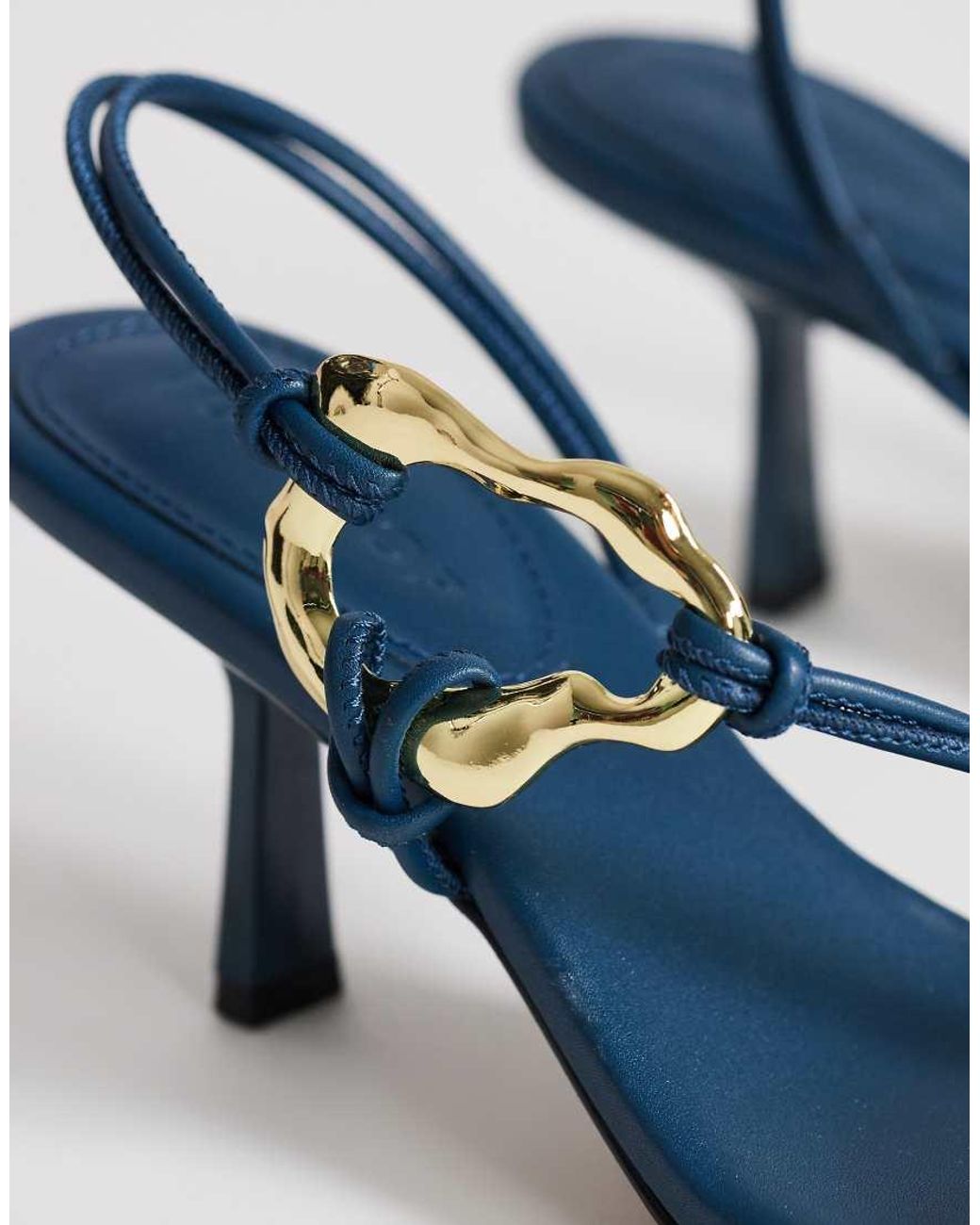 TOPSHOP Blue Nova Strappy Mid Heeled Sandals With Hardware