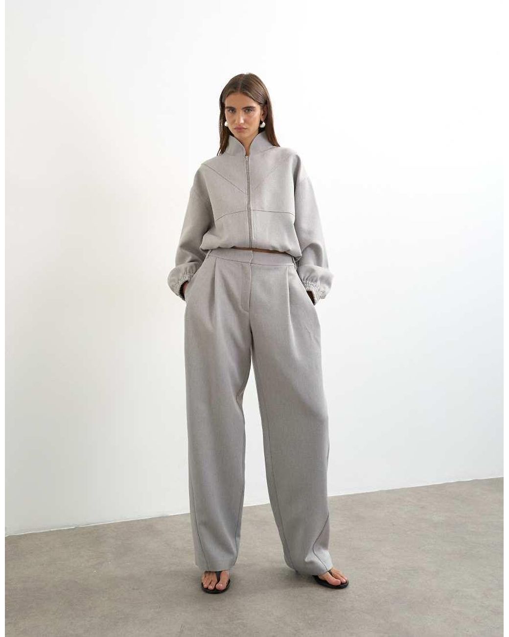 TOPSHOP Gray Co Ord Twisted Seam Slim Trouser