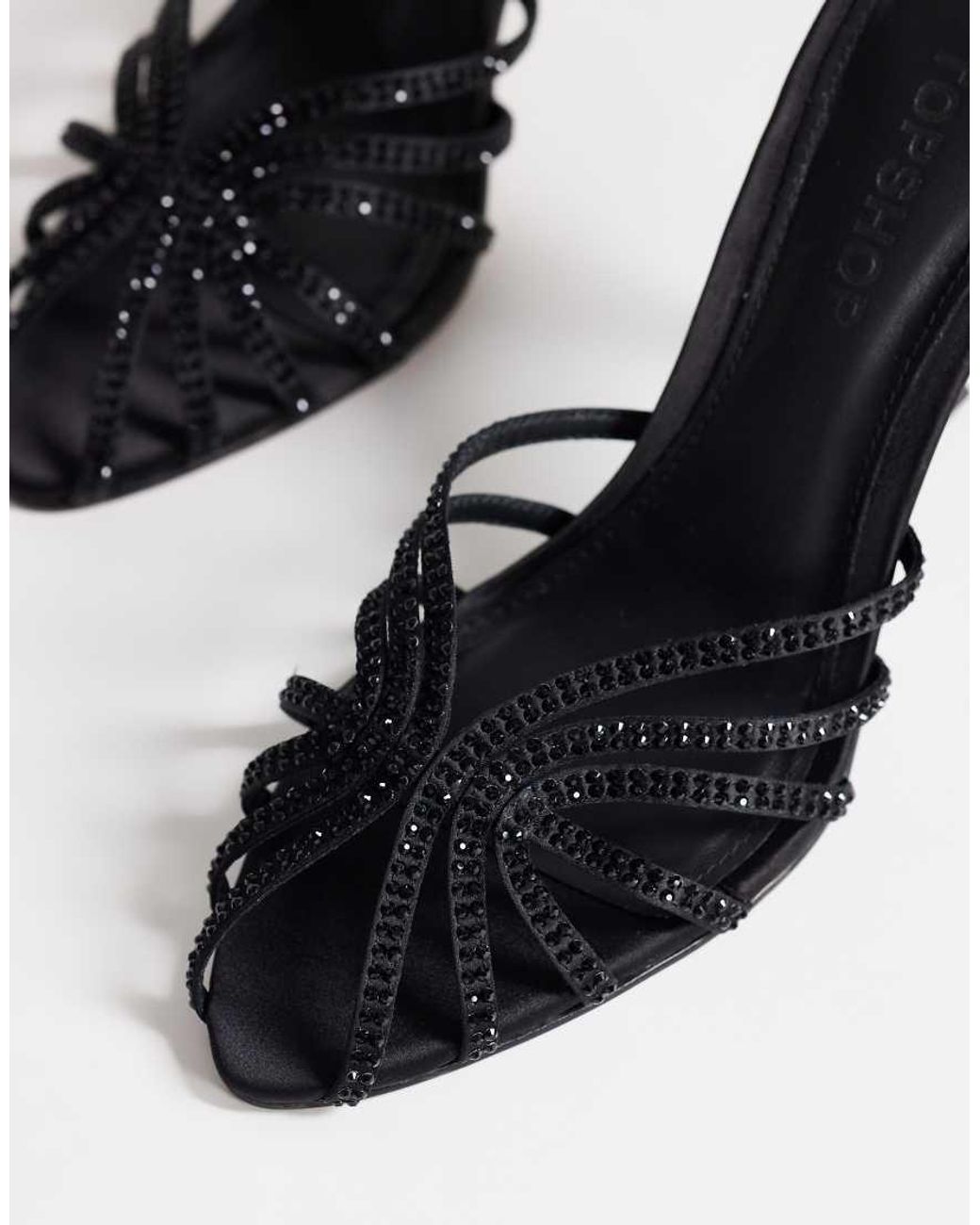 TOPSHOP Brown Azelia Heeled Sandals With Gems