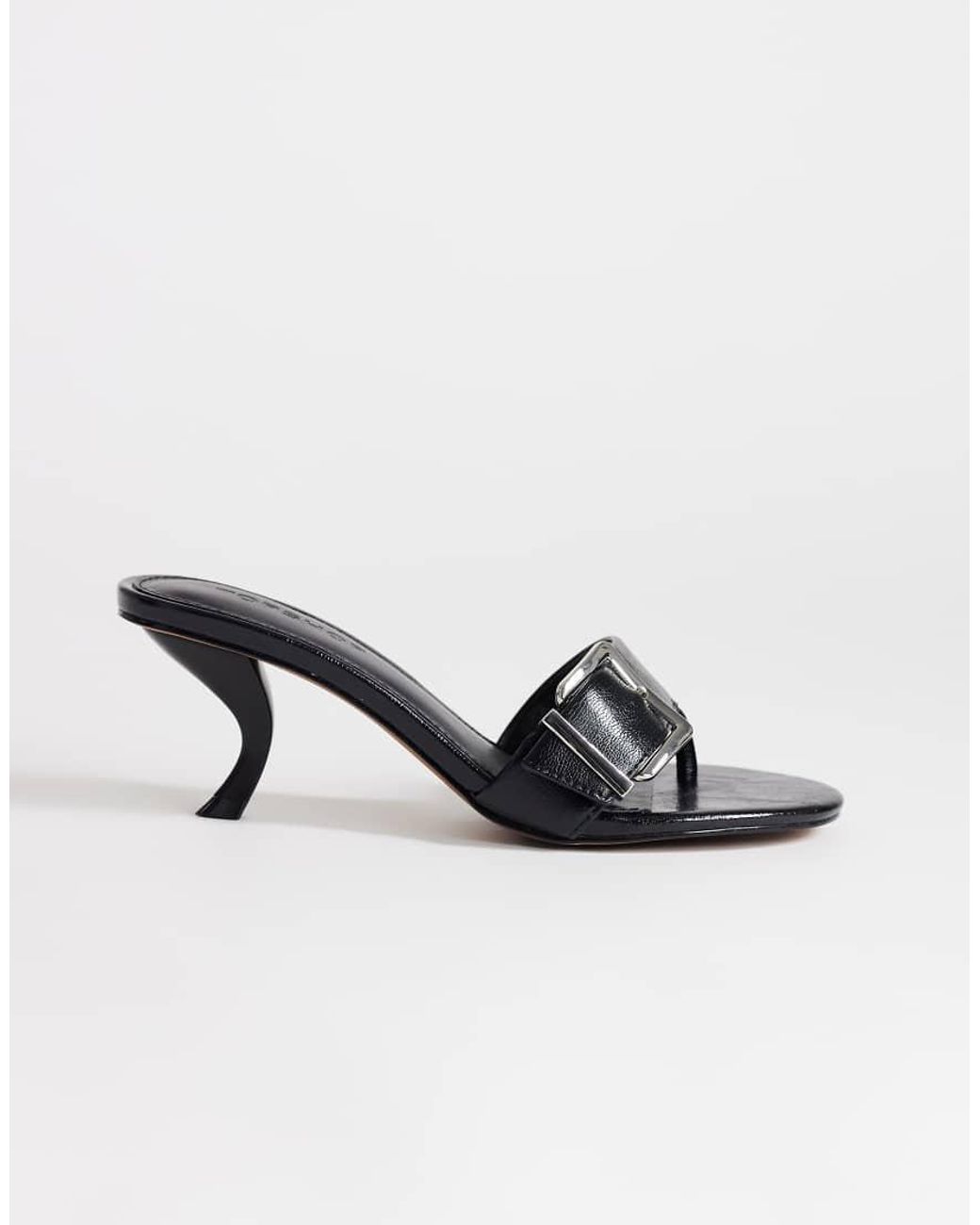 TOPSHOP Black Nadine Mid Heeled Mules With Buckle