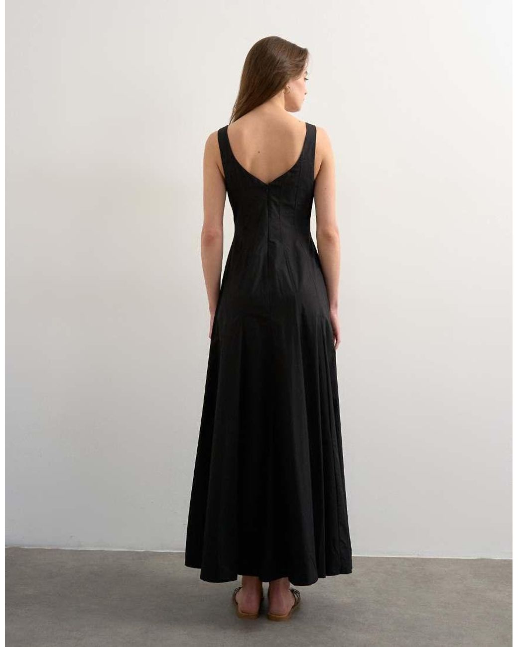 TOPSHOP Black Dropped Hem Full Circle Skirt Sundress