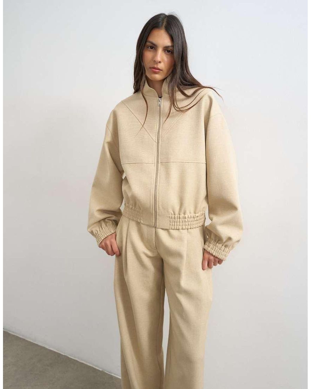 TOPSHOP Natural Funnel Neck Jacket