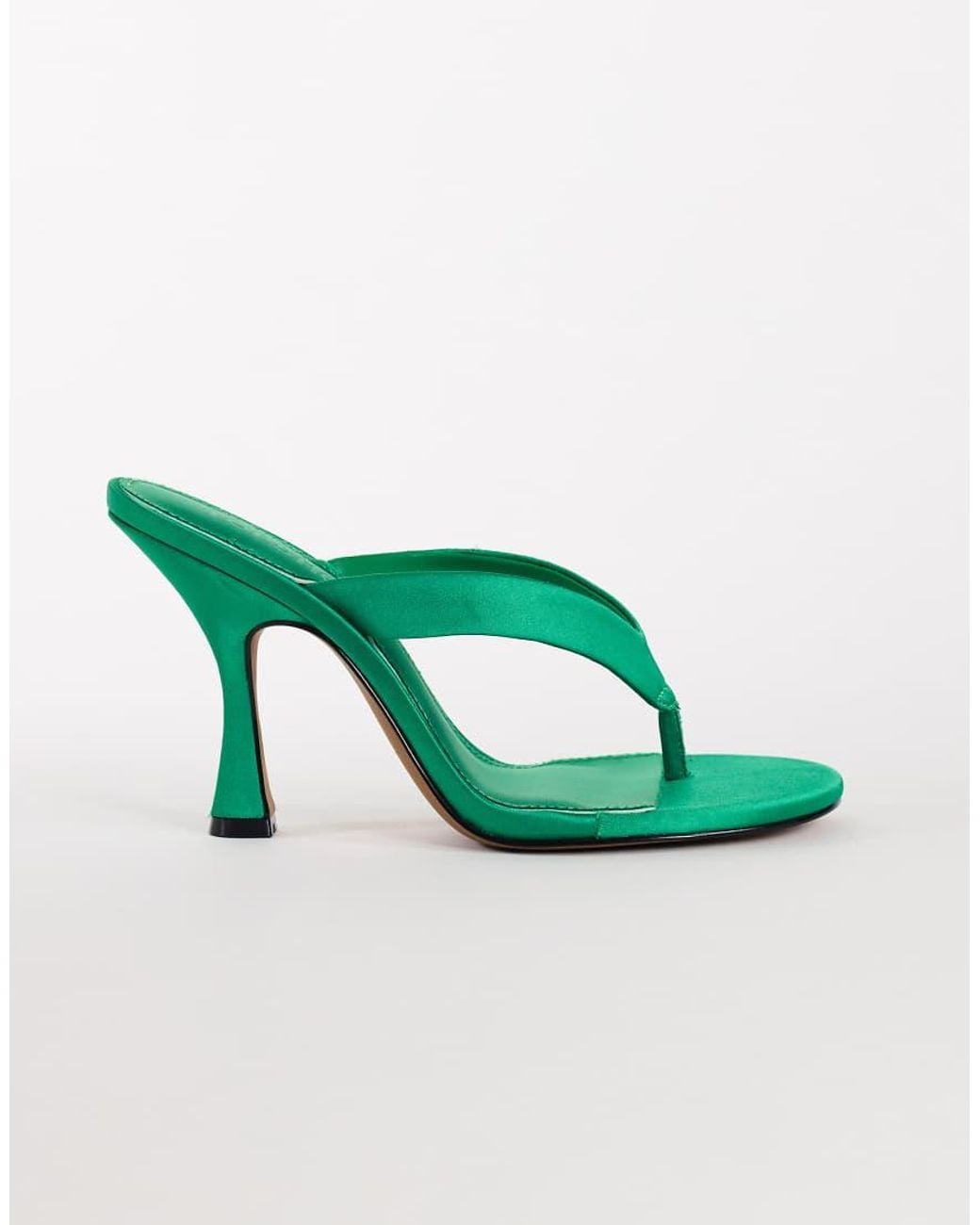 TOPSHOP Green Nina Toe Thong Heeled Sandal
