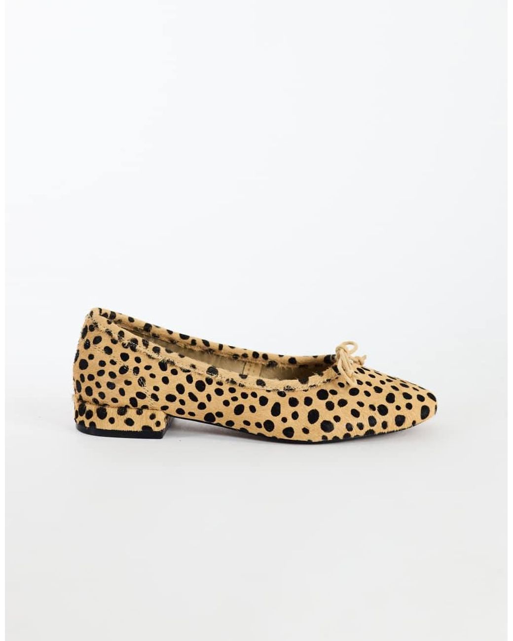 TOPSHOP Metallic Dottie Real Leather Block Heel Ballet Shoe