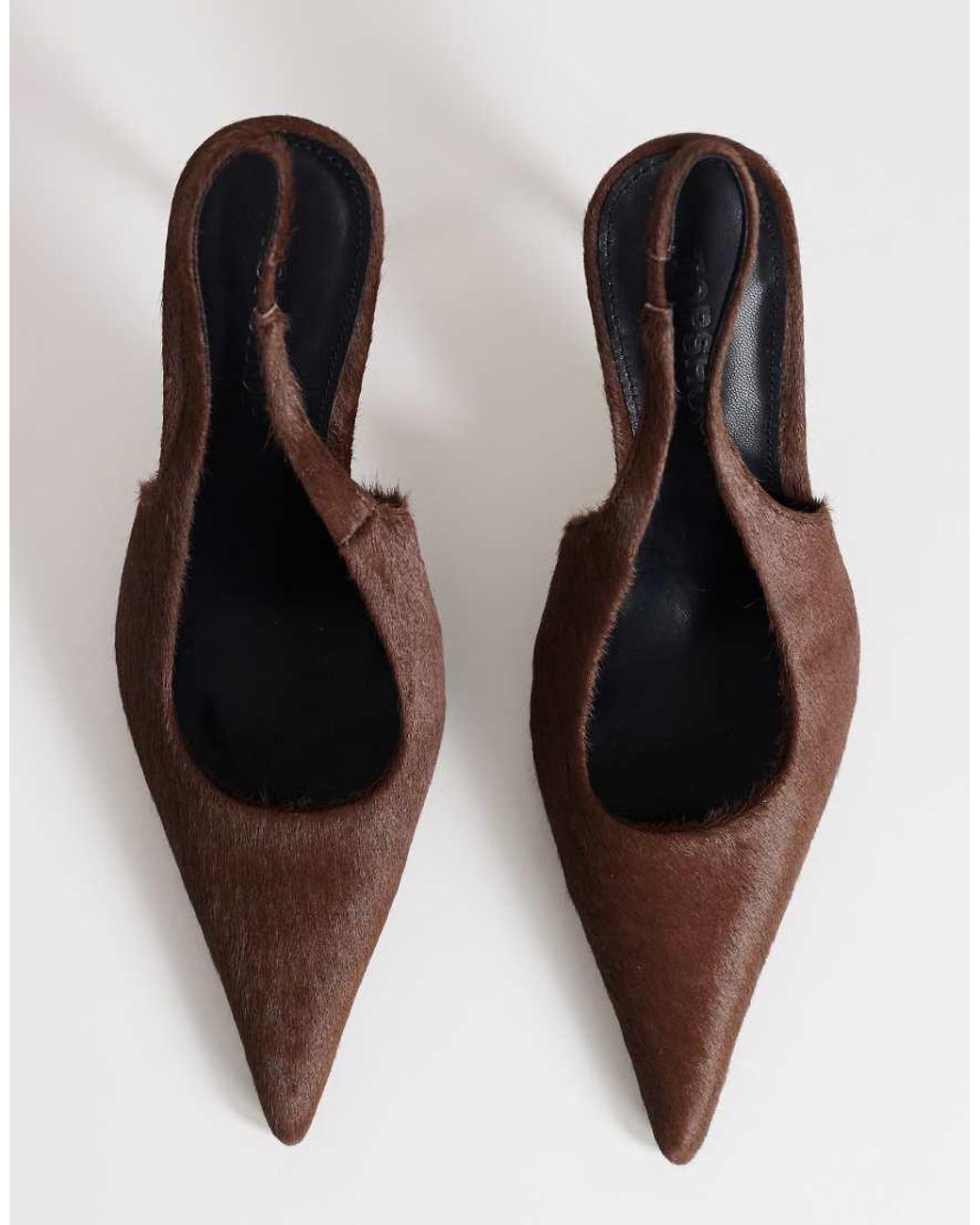 TOPSHOP Brown Anya Sling Back High Heeled Pumps