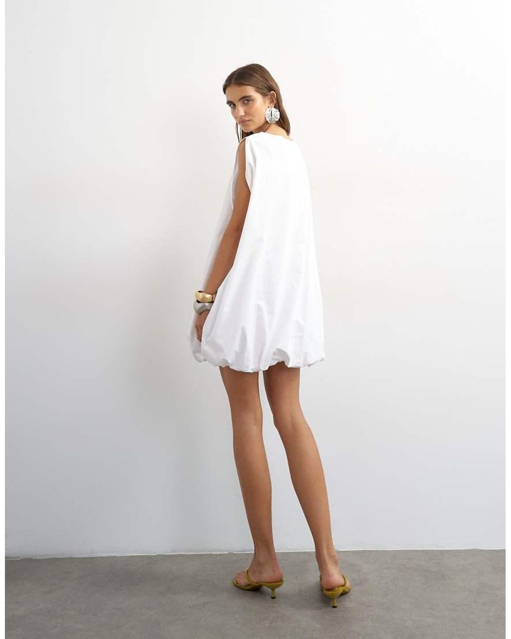 TOPSHOP White Poplin Bubble Cape Mini Dress