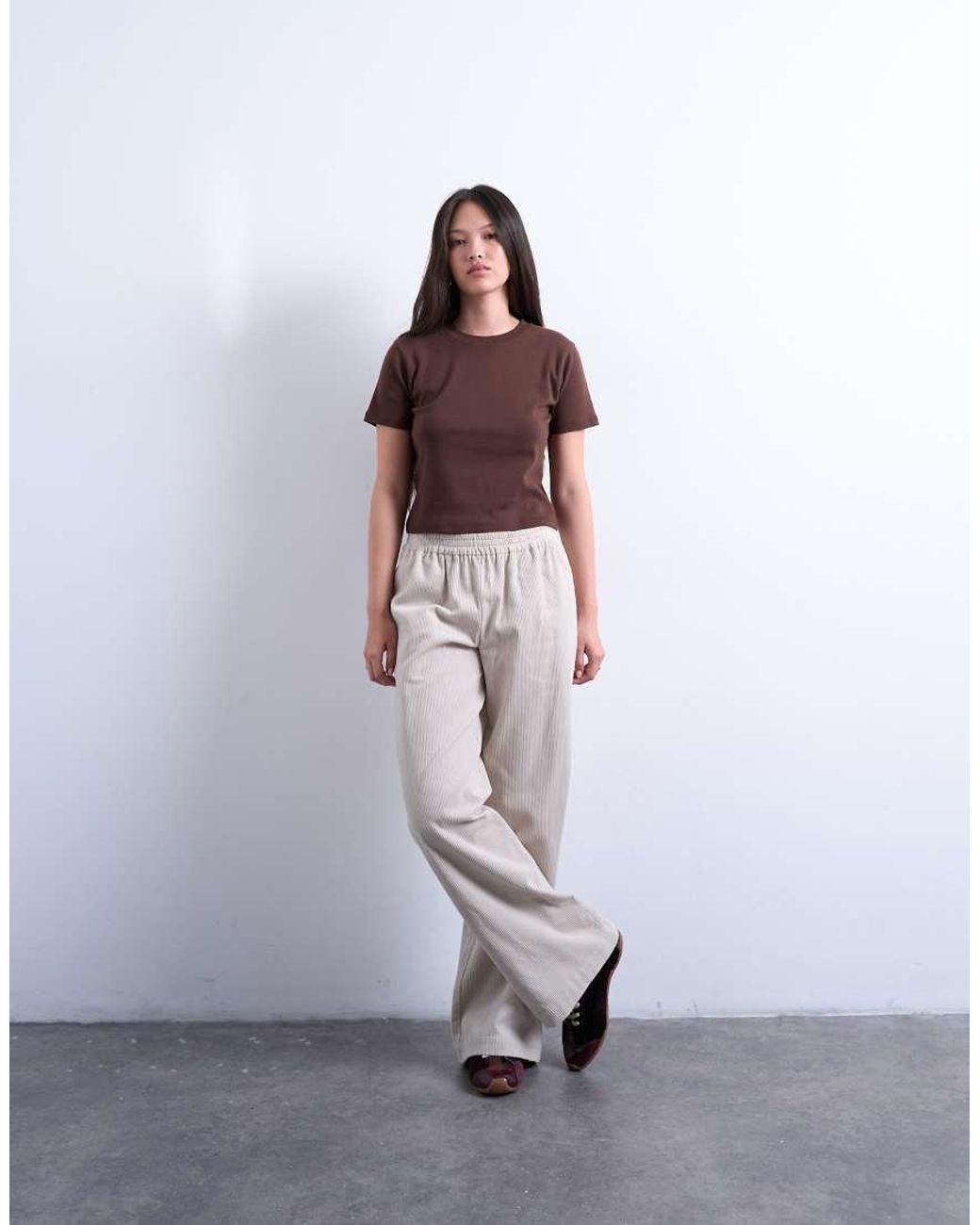 TOPSHOP White Cord Pull On jogger