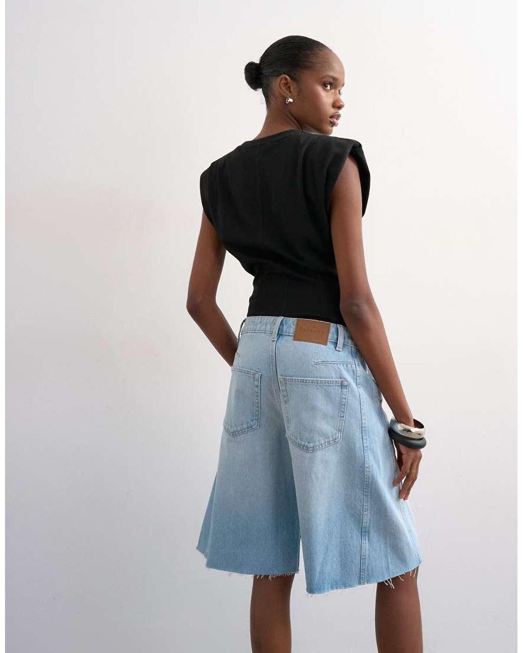 TOPSHOP Multicolor Denim Barrel Jort