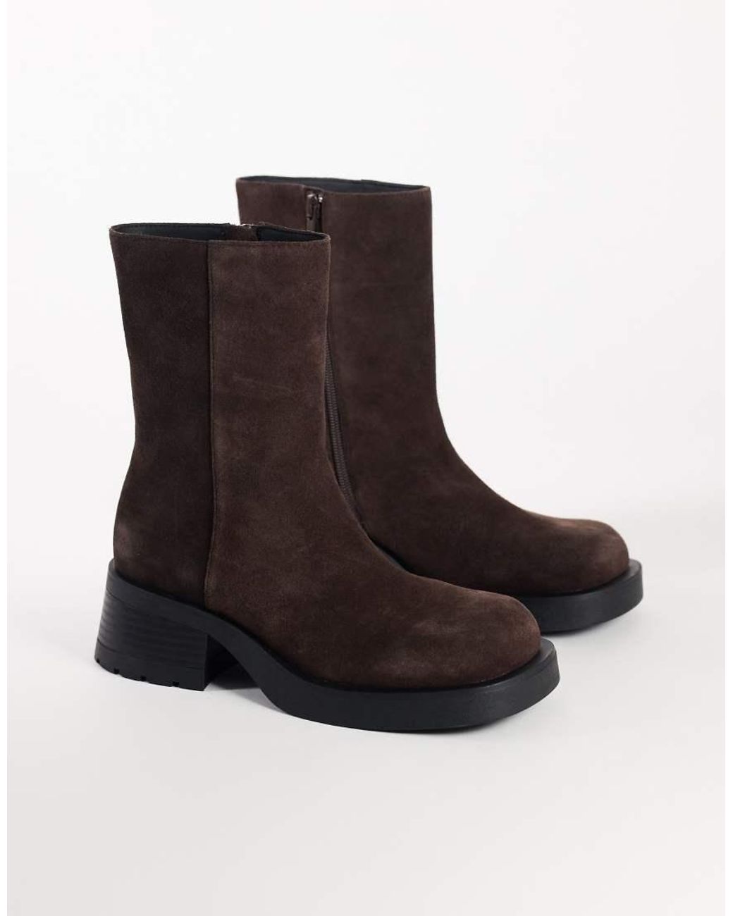 TOPSHOP Black Lillian Real Chunky Ankle Boot