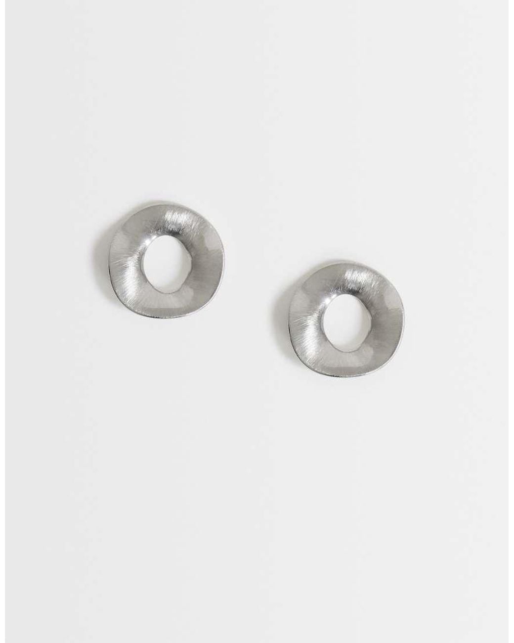 TOPSHOP Gray Francis Waterproof Stainless Steel Round Earrings