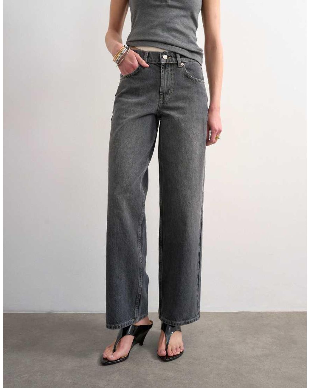 TOPSHOP Gray Tosphop Cinch Low Rise Relaxed Jean