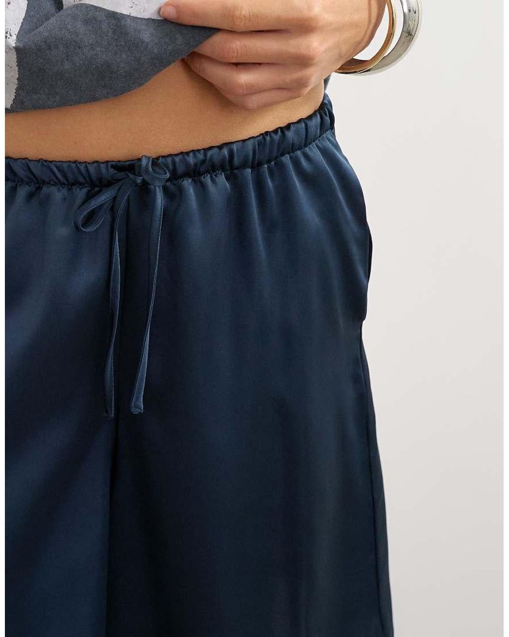 TOPSHOP Blue Longline Satin Short