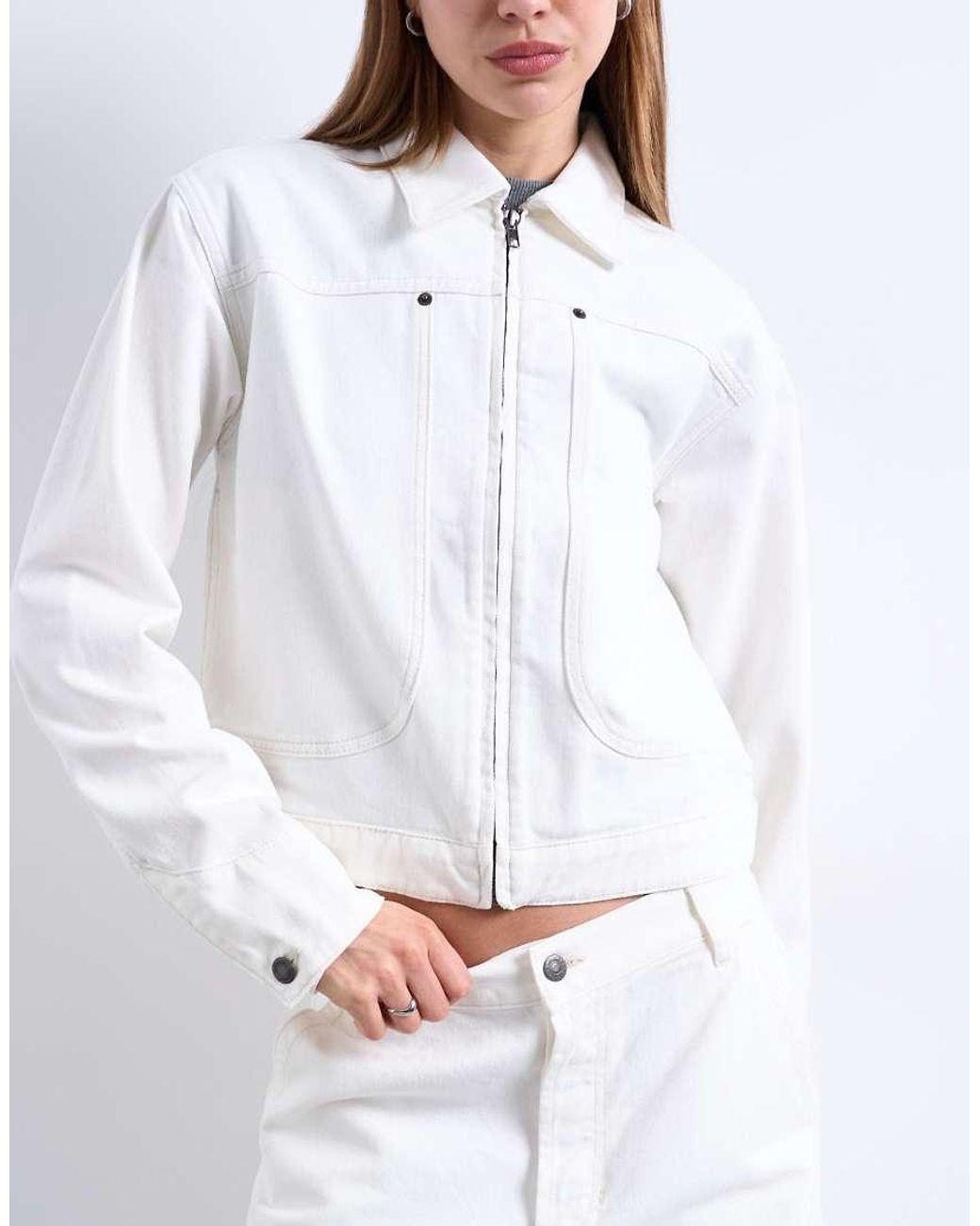 TOPSHOP White Denim Utility Jacket