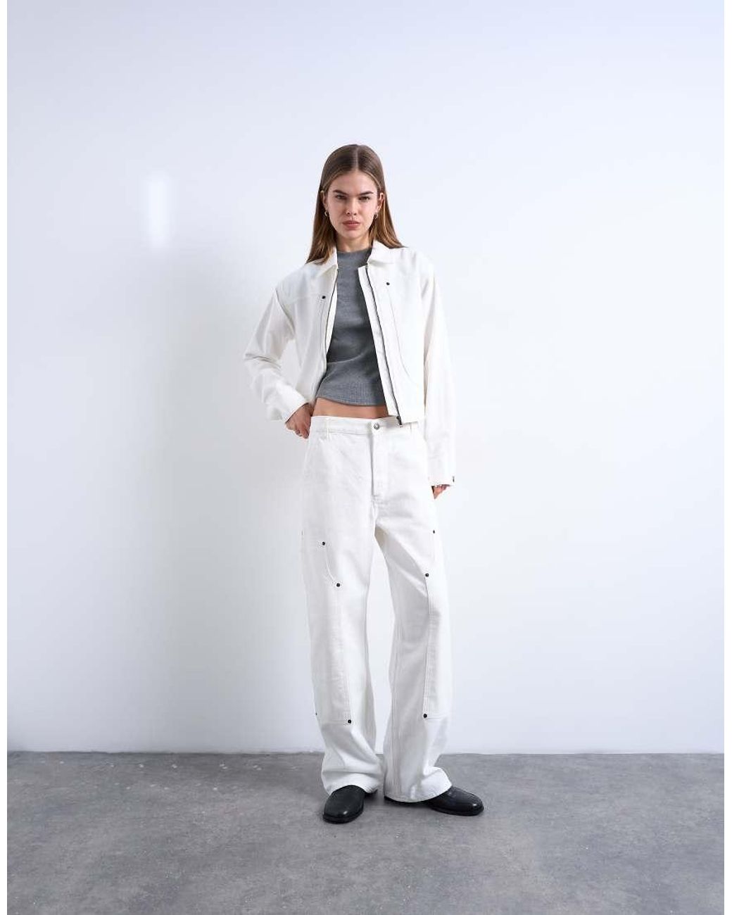 TOPSHOP White Denim Utility Jacket