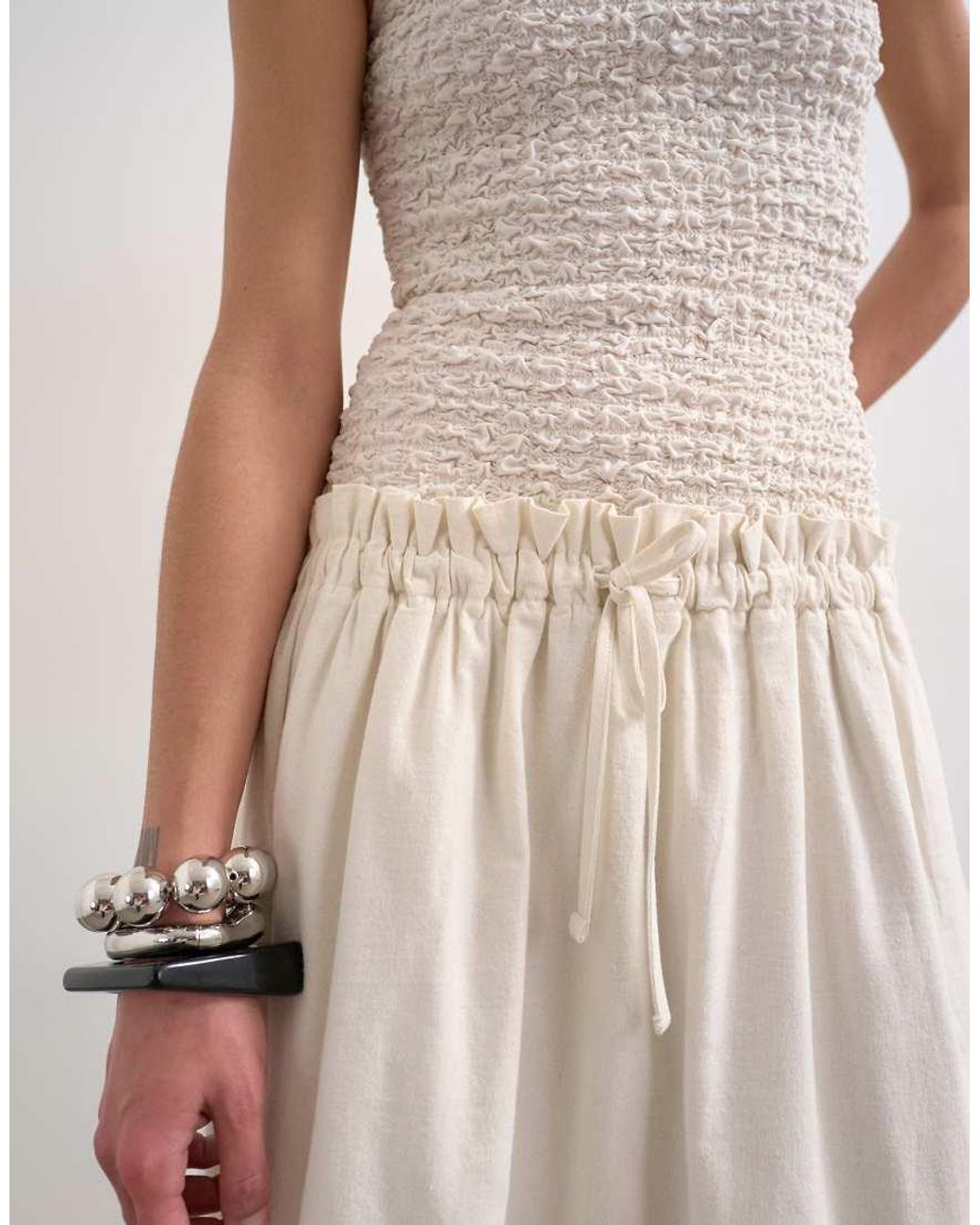 TOPSHOP Natural Dropped Waist Heavy Cotton Maxi Dress