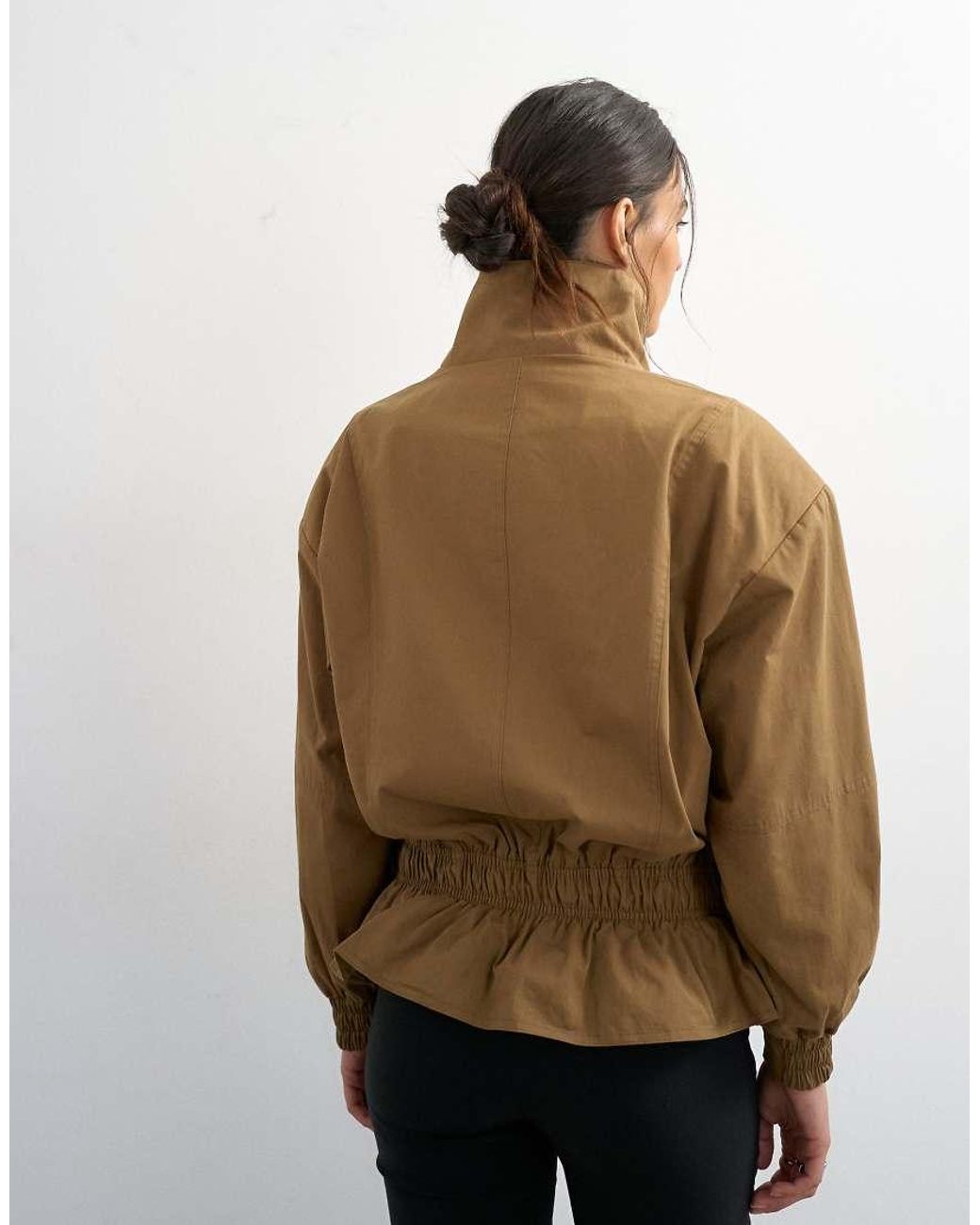 TOPSHOP Natural Cotton Toggle Waist Zip Through Jacket