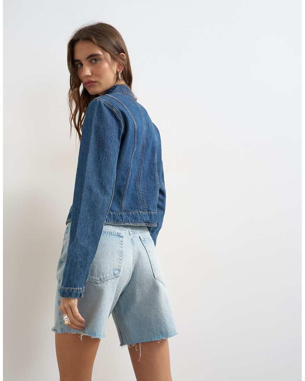 TOPSHOP Blue Denim Distressed Editor Short