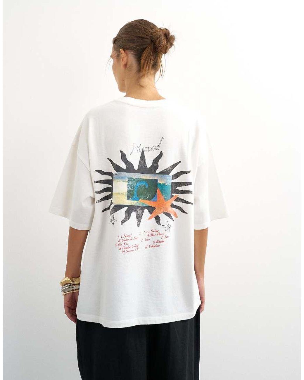 TOPSHOP White Graphic 'nomad' Oversized T-shirt