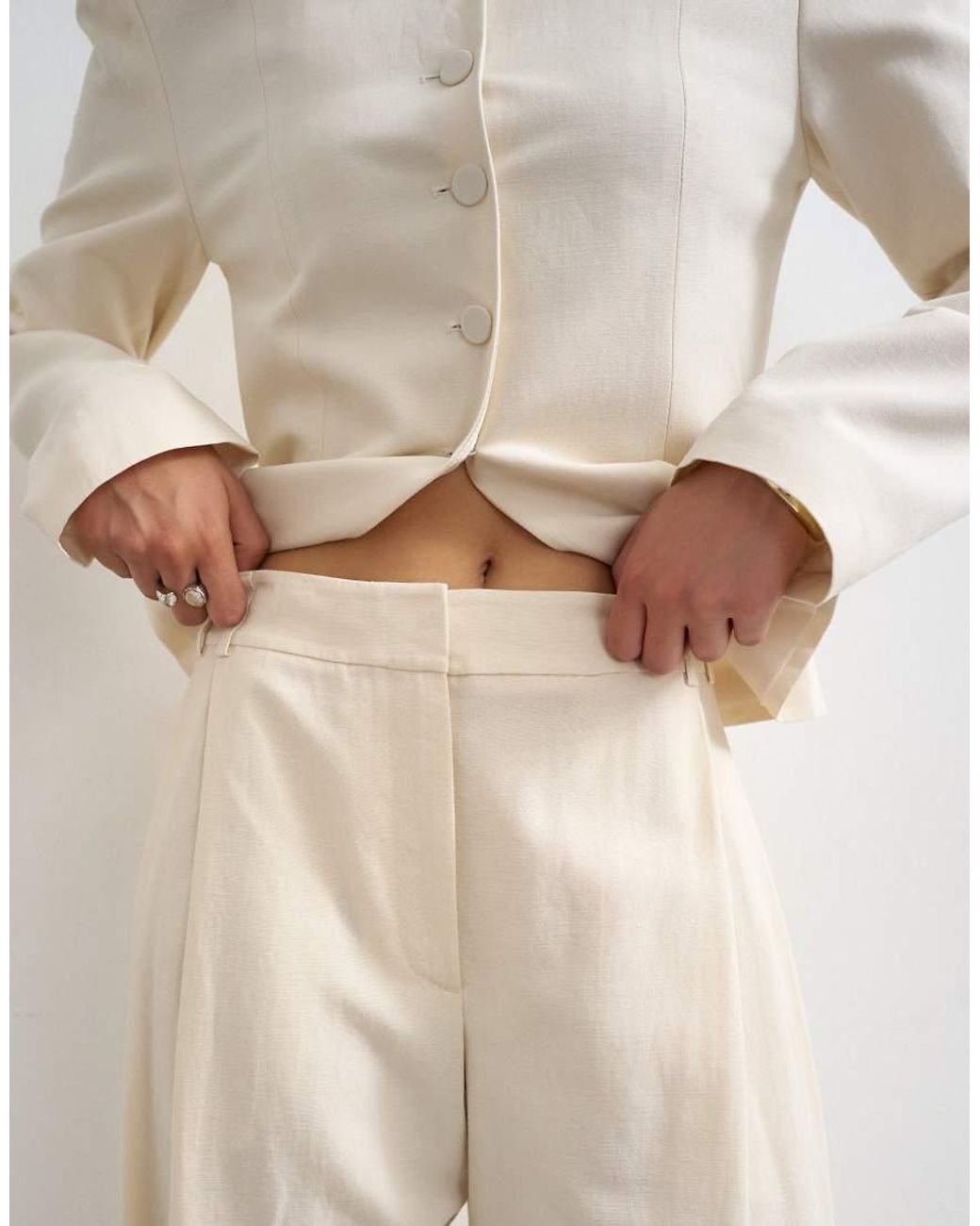 TOPSHOP White Co Ord Crop Barrel Trouser
