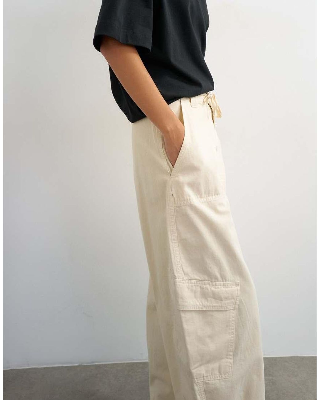 TOPSHOP White Tie Waist Cargo Trouser