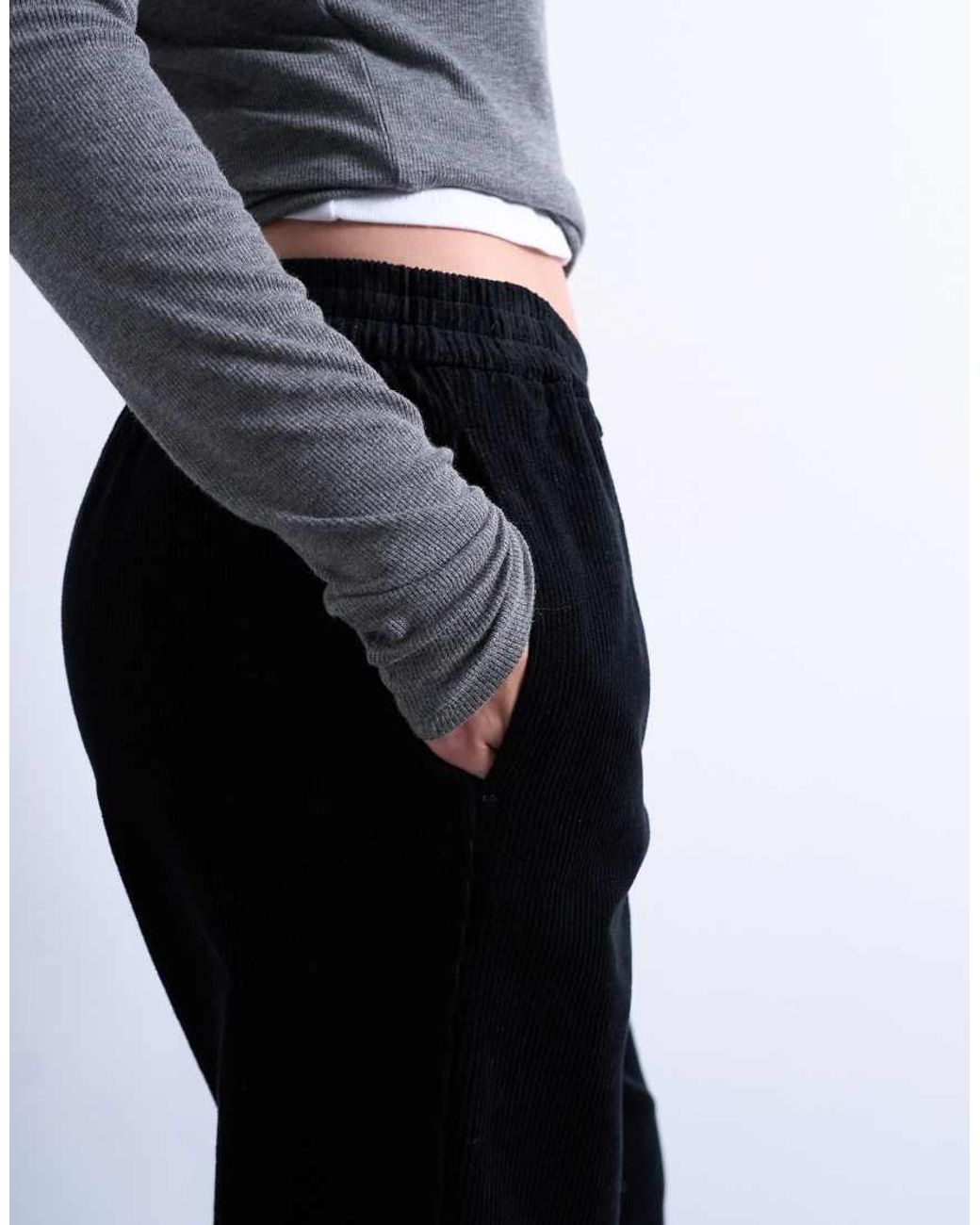 TOPSHOP White Corduroy Pull On Sweatpants
