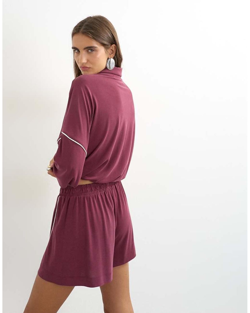 TOPSHOP Red Sporty Piping Detail Shorts Co Ord
