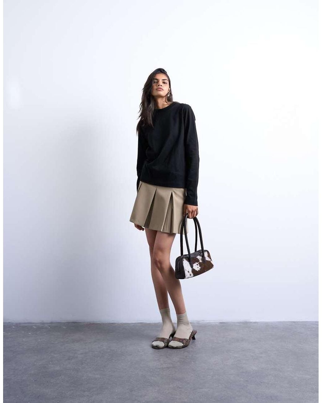 TOPSHOP Black Long Sleeve Boxy Tee