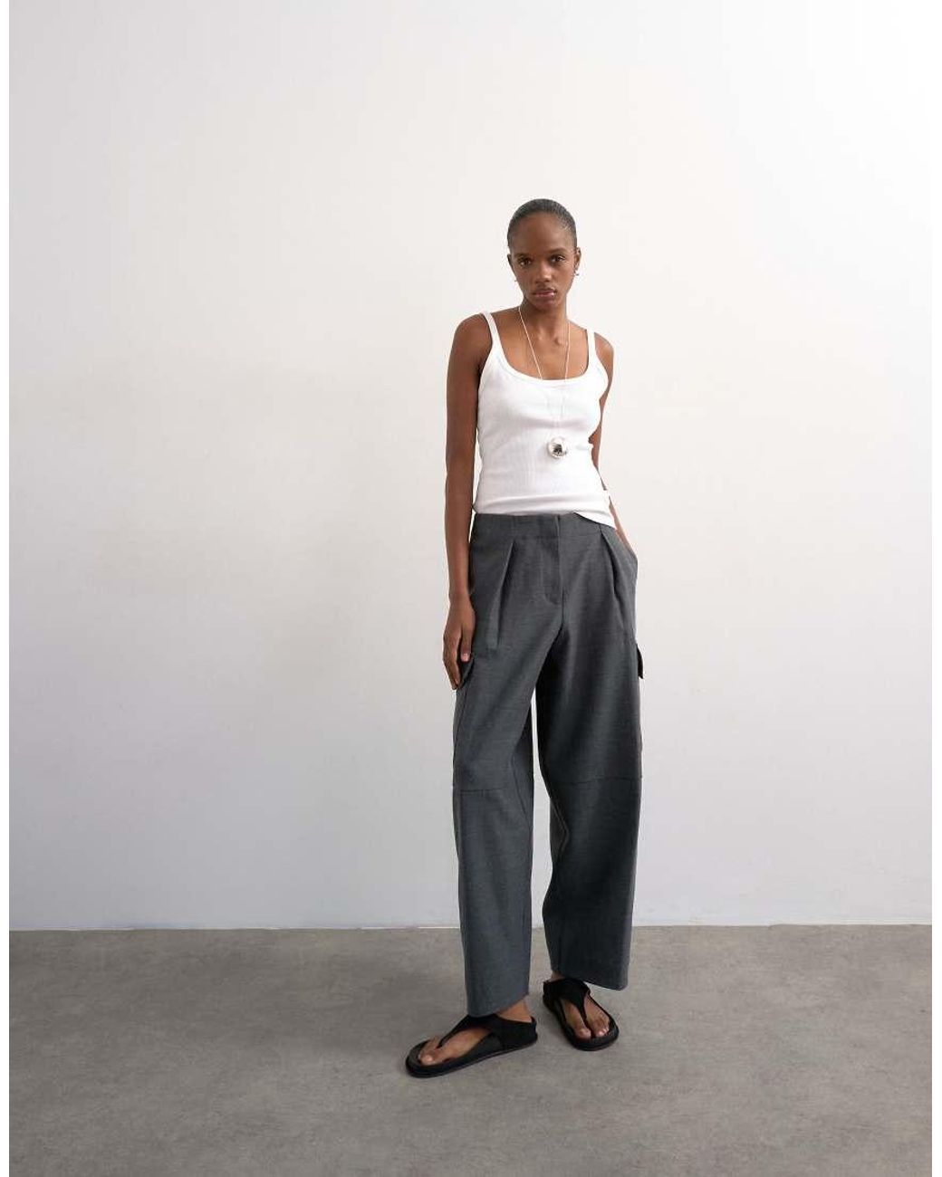 TOPSHOP White Tailored Cargo Trouser