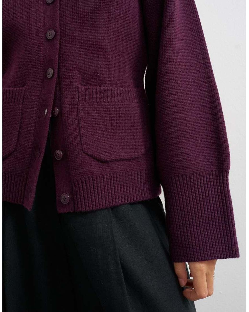 TOPSHOP Purple Knitted Pocket Front Cardigan