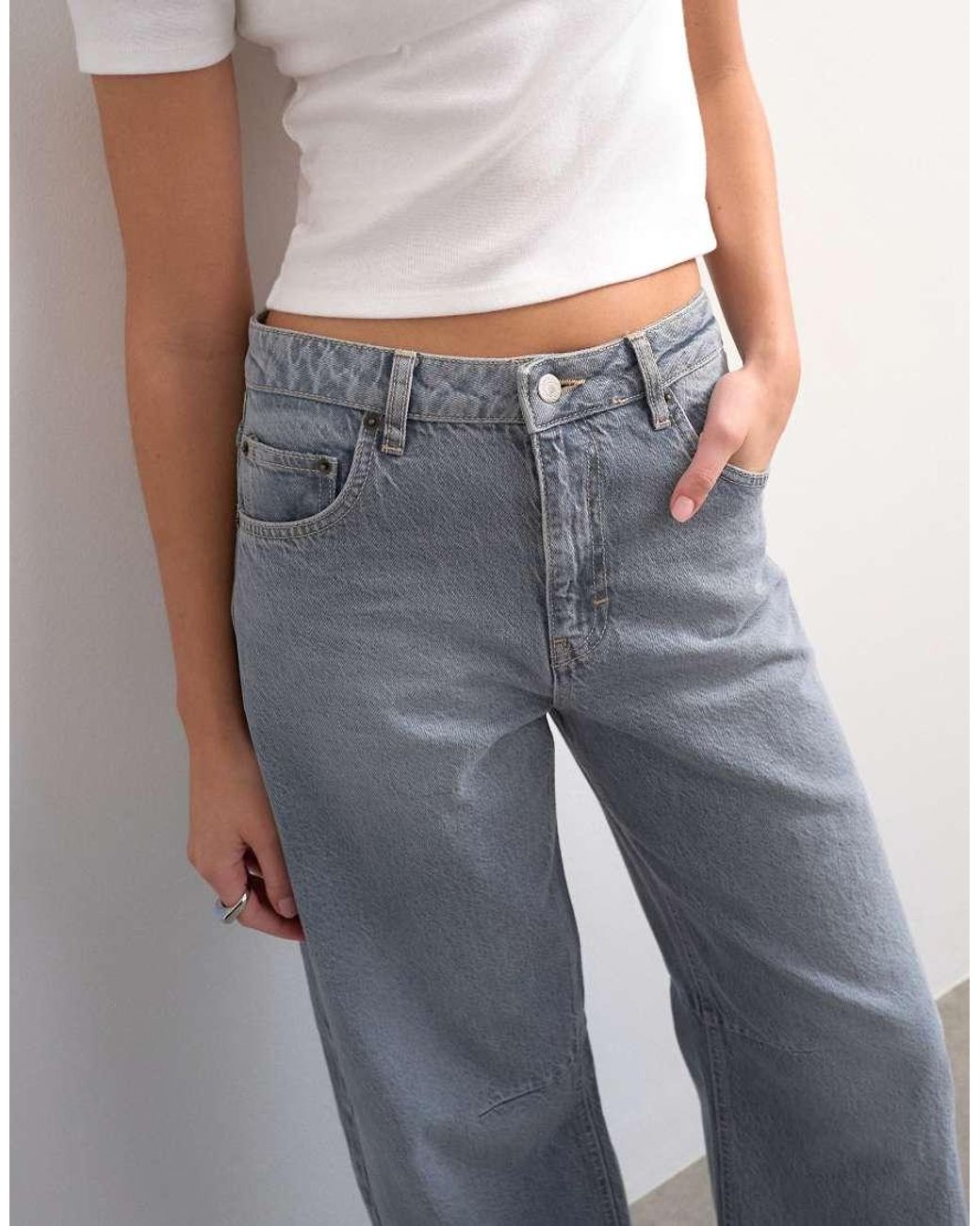 TOPSHOP Blue Barrel High Rise Jean