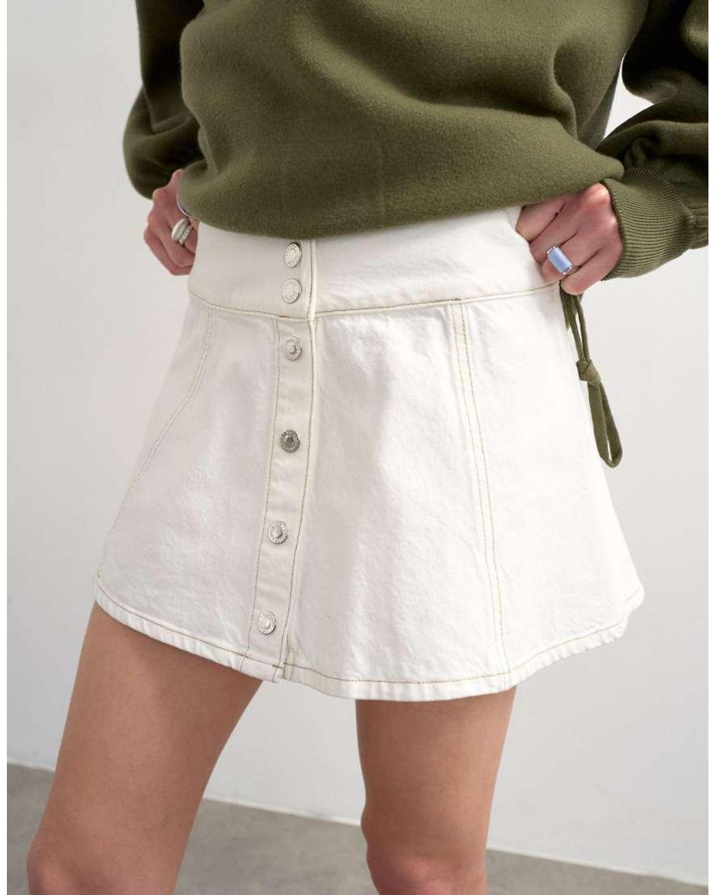 TOPSHOP Multicolor Denim Button Through Mini Skirt