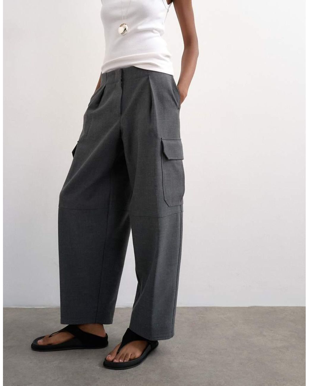 TOPSHOP White Tailored Cargo Trouser