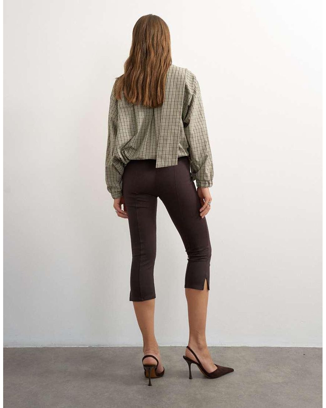 TOPSHOP Brown Ponte Capri Leggings