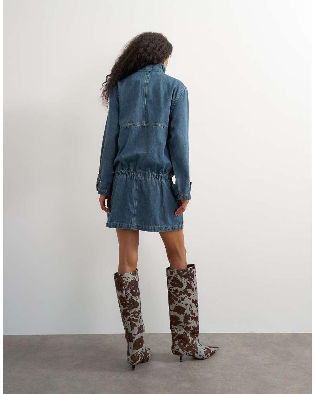TOPSHOP Blue Funnel Bubble Dress