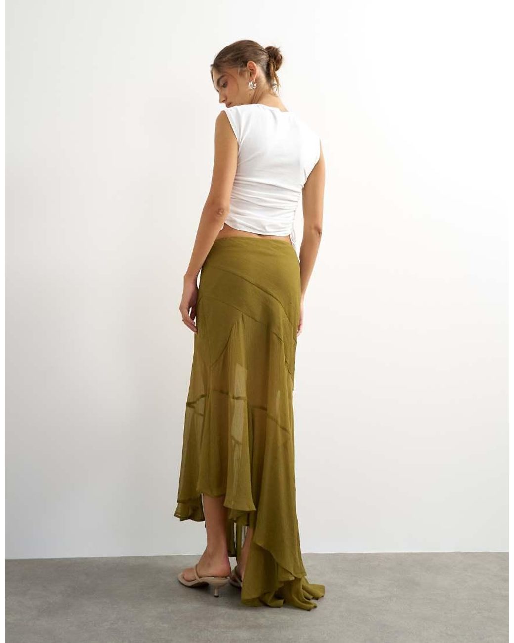 TOPSHOP Blue Sheer Panelled Asymmetrical Maxi Skirt